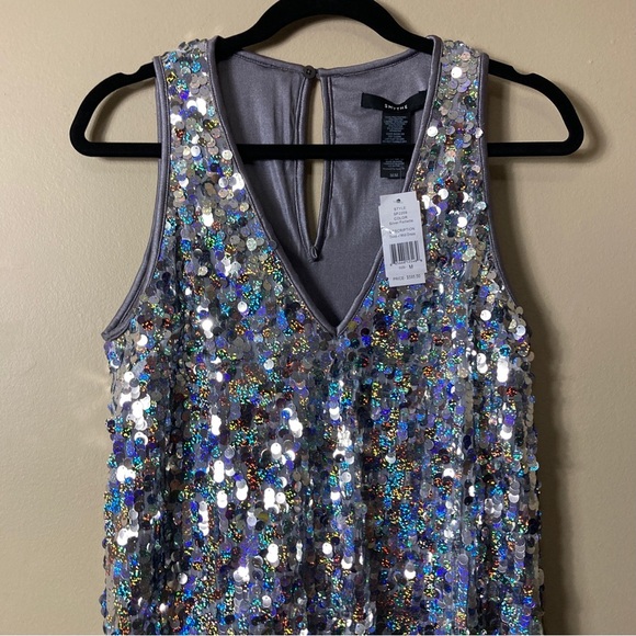 NWT Smythe Deep V Midi Dress in Silver Pailette - Picture 5 of 12